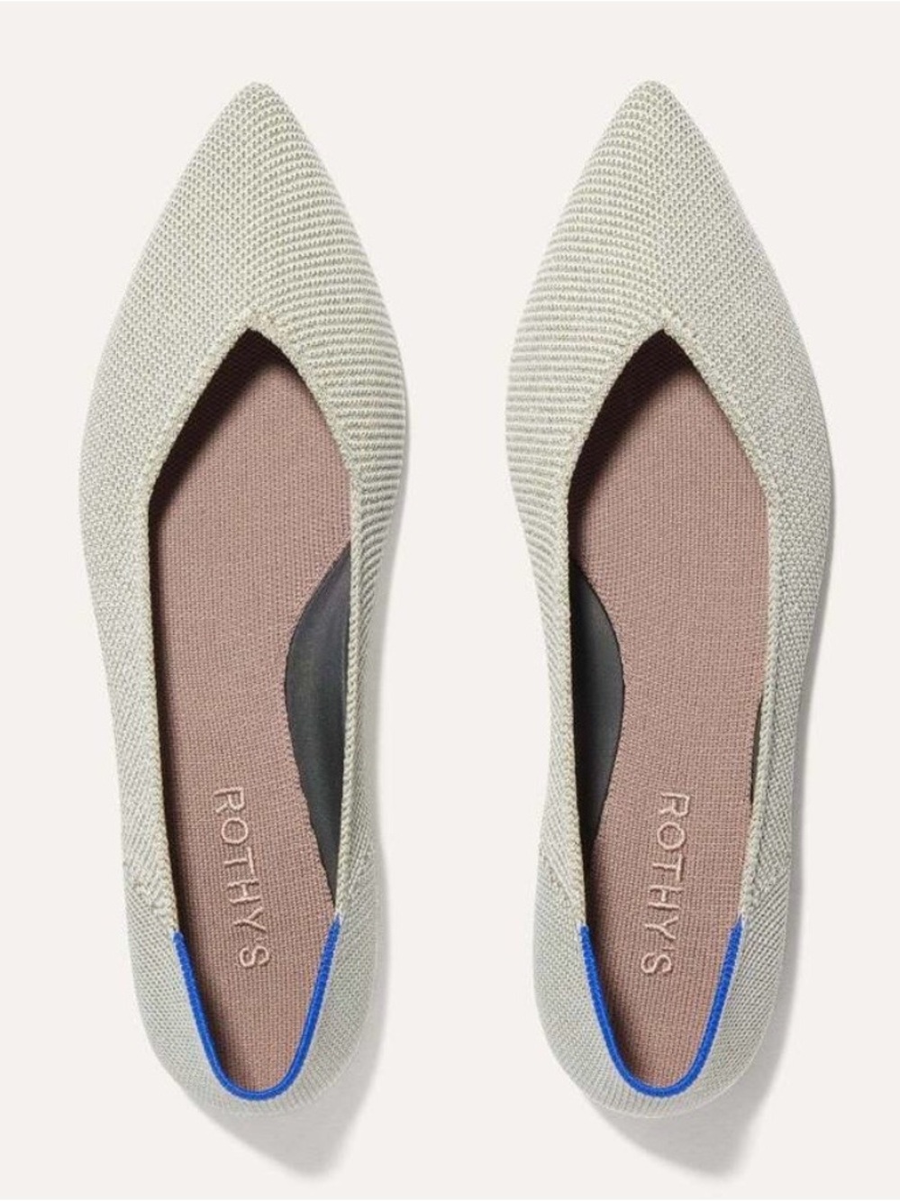 Rothy’s The Point Flats Size 7.5 Metallic Weave Tan